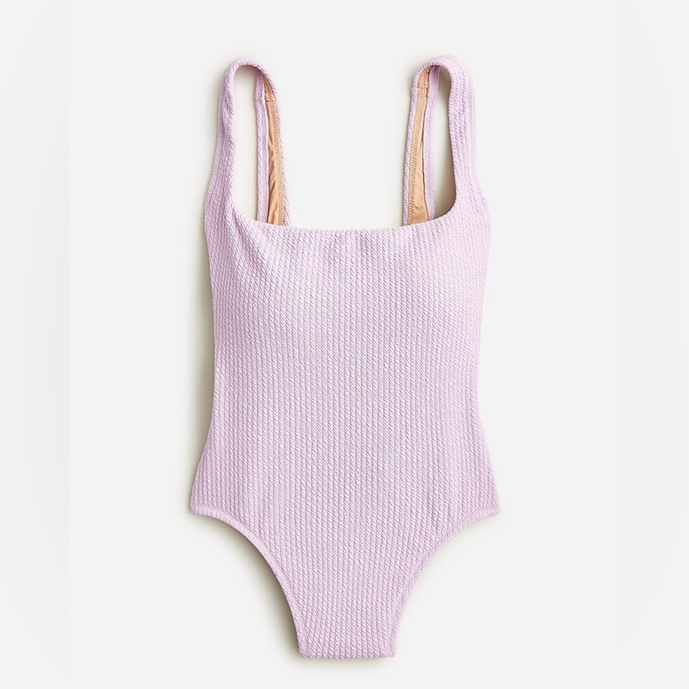 J Crew Textured SquareNeck 1 Piece Swimsuit Bathing Suit Lilac Purple 24/3X NWT - Picture 3 of 7